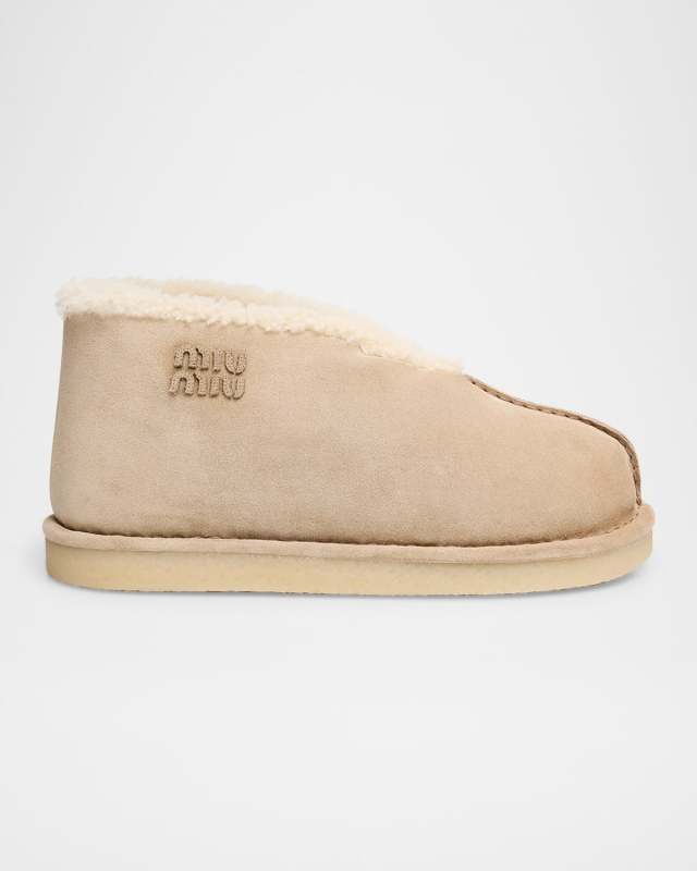 Suede Shearling-Lined Booties